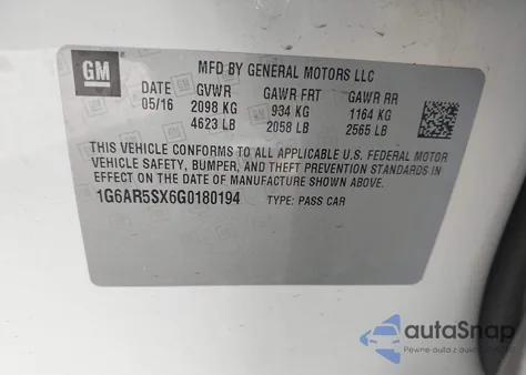 2016 Cadillac Cts Luxury Collection from USA, damaged, VIN 1G6AR5SX6G0180194